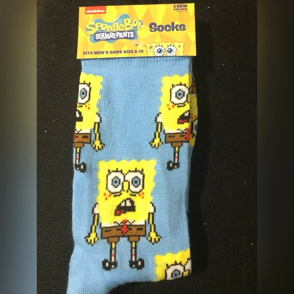 Spongebob squarepants crew socks shoe‎ size 6-12 new